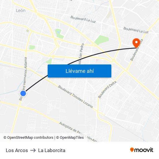 Los Arcos to La Laborcita map