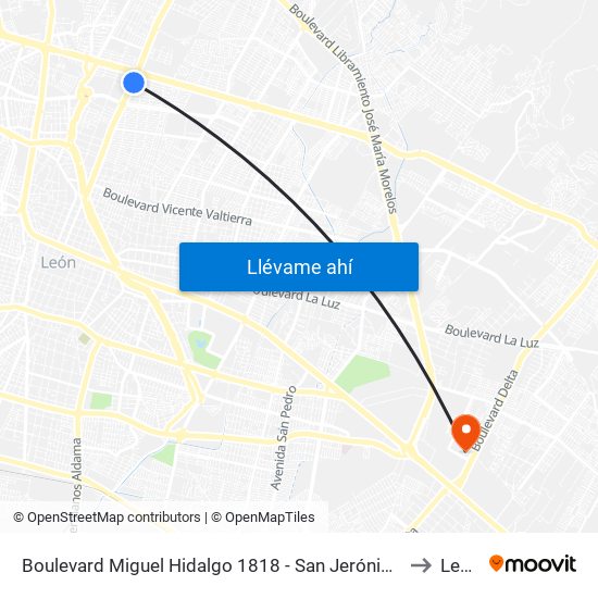 Boulevard Miguel Hidalgo 1818 -  San Jerónimo to León map