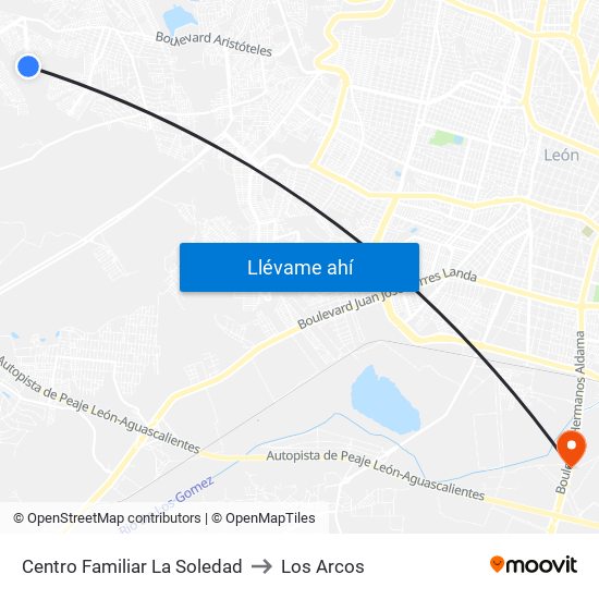 Centro Familiar La Soledad to Los Arcos map