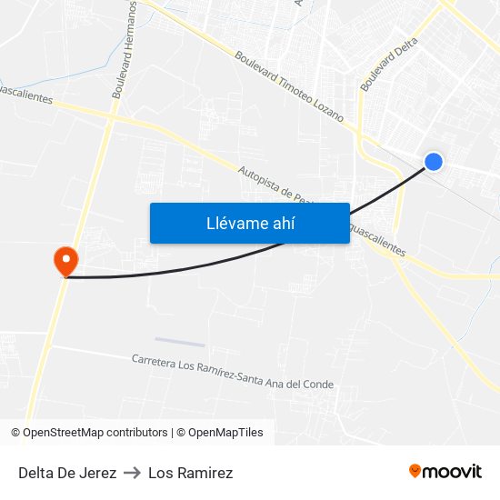 Delta De Jerez to Los Ramirez map