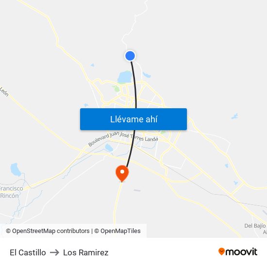 El Castillo to Los Ramirez map