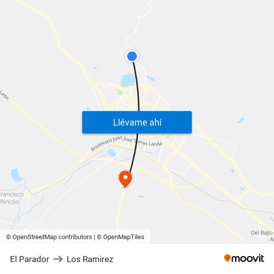 El Parador to Los Ramirez map