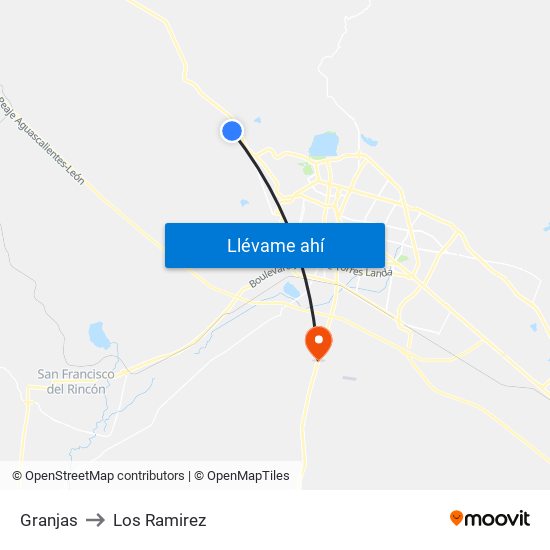 Granjas to Los Ramirez map