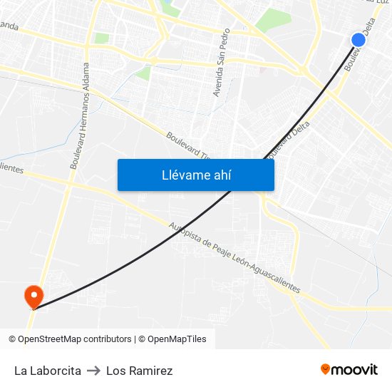 La Laborcita to Los Ramirez map