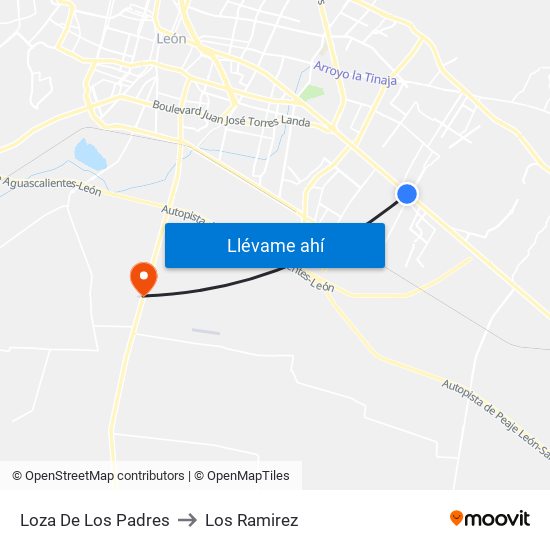 Loza De Los Padres to Los Ramirez map