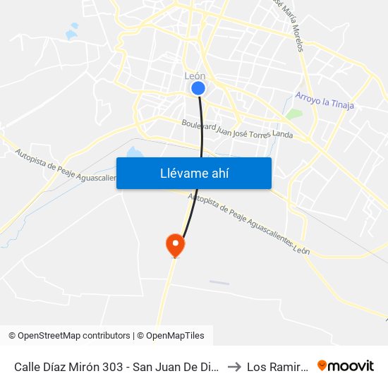 Calle Díaz Mirón 303 - San Juan De Dios to Los Ramirez map