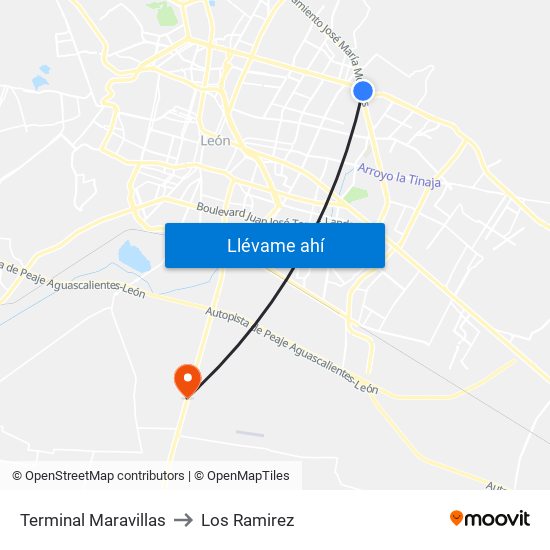 Terminal Maravillas to Los Ramirez map