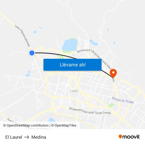 El Laurel to Medina map