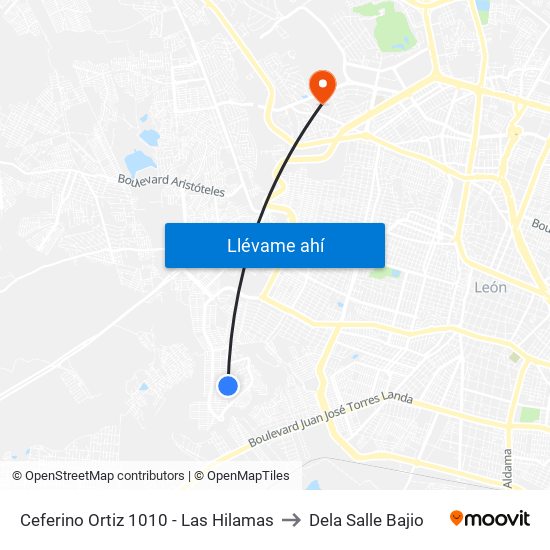 Ceferino Ortiz 1010 - Las Hilamas to Dela Salle Bajio map
