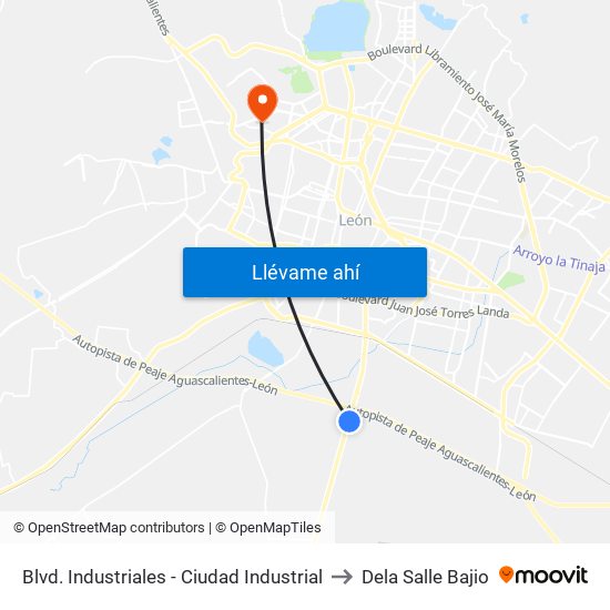 Blvd. Industriales - Ciudad Industrial to Dela Salle Bajio map