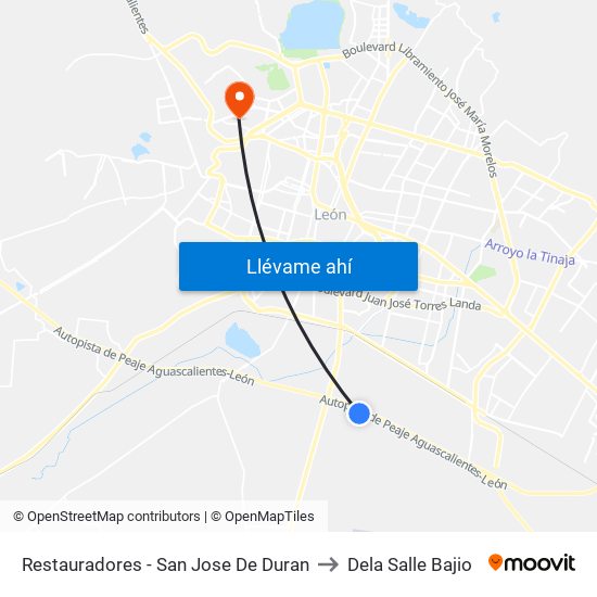 Restauradores - San Jose De Duran to Dela Salle Bajio map