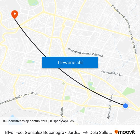 Blvd. Fco. Gonzalez Bocanegra - Jardines De Jerez to Dela Salle Bajio map