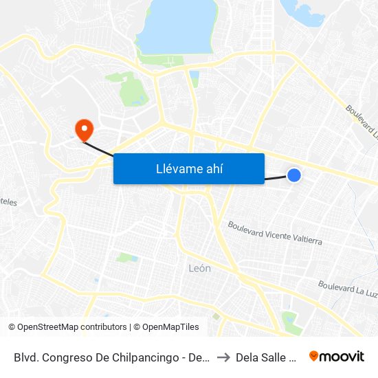 Blvd. Congreso De Chilpancingo - Deportiva I to Dela Salle Bajio map