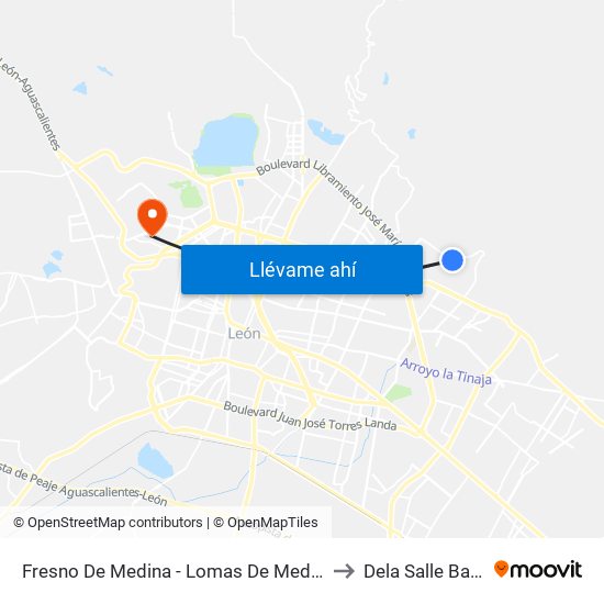 Fresno De Medina - Lomas De Medina to Dela Salle Bajio map