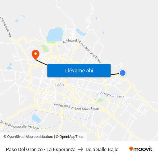 Paso Del Granizo - La Esperanza to Dela Salle Bajio map