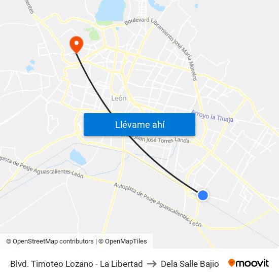 Blvd. Timoteo Lozano - La Libertad to Dela Salle Bajio map