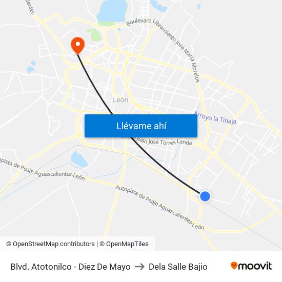 Blvd. Atotonilco - Diez De Mayo to Dela Salle Bajio map