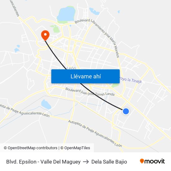 Blvd. Epsilon - Valle Del Maguey to Dela Salle Bajio map