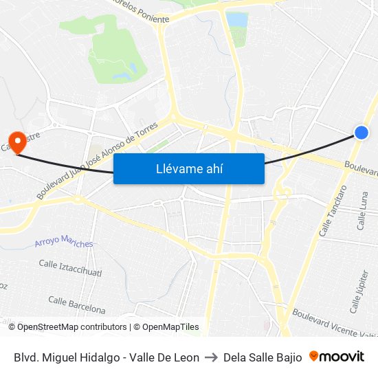 Blvd. Miguel Hidalgo - Valle De Leon to Dela Salle Bajio map