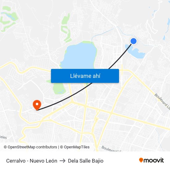 Cerralvo - Nuevo León to Dela Salle Bajio map