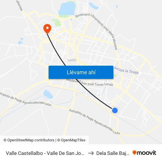 Valle Castellalbo - Valle De San José to Dela Salle Bajio map