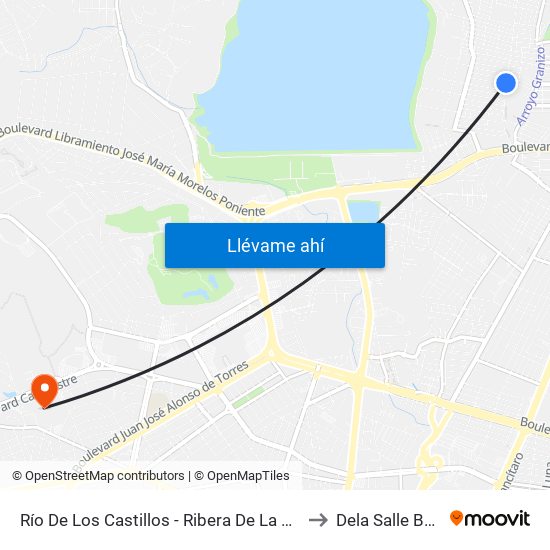 Río De Los Castillos - Ribera De La Presa to Dela Salle Bajio map