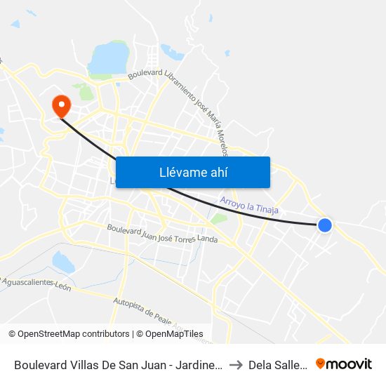Boulevard Villas De San Juan - Jardines De San Juan to Dela Salle Bajio map