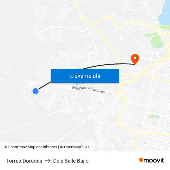 Torres Doradas to Dela Salle Bajio map