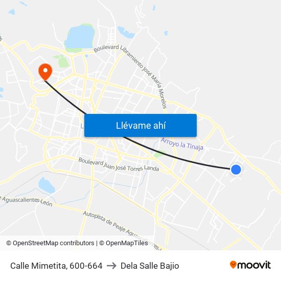 Calle Mimetita, 600-664 to Dela Salle Bajio map