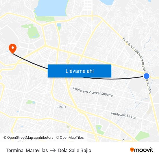 Terminal Maravillas to Dela Salle Bajio map