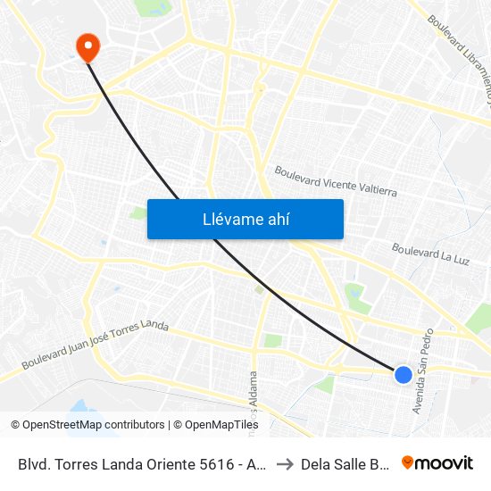 Blvd. Torres Landa Oriente 5616 -  Azteca to Dela Salle Bajio map