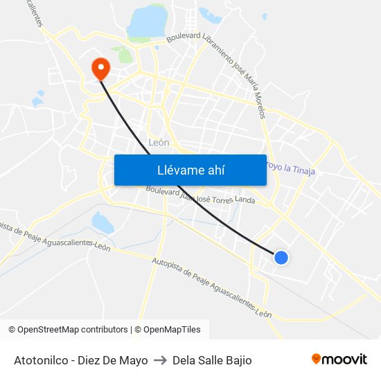 Atotonilco  -  Diez De Mayo to Dela Salle Bajio map