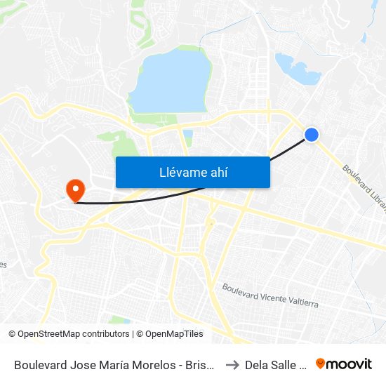 Boulevard Jose María Morelos -  Brisas Del Lago to Dela Salle Bajio map