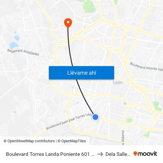 Boulevard Torres Landa Poniente 601 -  San Sebastián to Dela Salle Bajio map