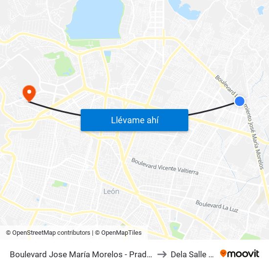 Boulevard Jose María Morelos -  Prado Hermoso to Dela Salle Bajio map
