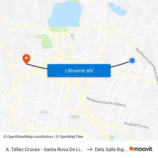 A. Téllez Cruces -  Santa Rosa De Lima to Dela Salle Bajio map