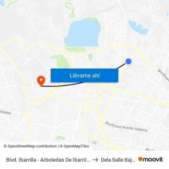 Blvd. Ibarrilla - Arboledas De Ibarrilla to Dela Salle Bajio map