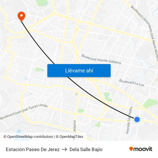 Estación Paseo De Jerez to Dela Salle Bajio map