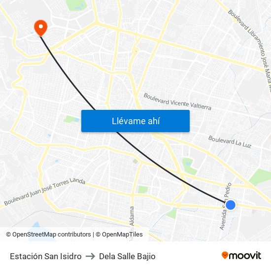 Estación San Isidro to Dela Salle Bajio map