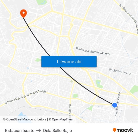Estación Issste to Dela Salle Bajio map