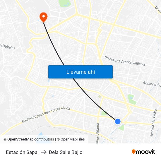 Estación Sapal to Dela Salle Bajio map