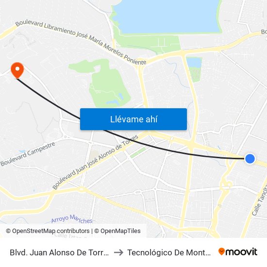 Blvd. Juan Alonso De Torres 328 - San Jerónimo to Tecnológico De Monterrey - Campus León map