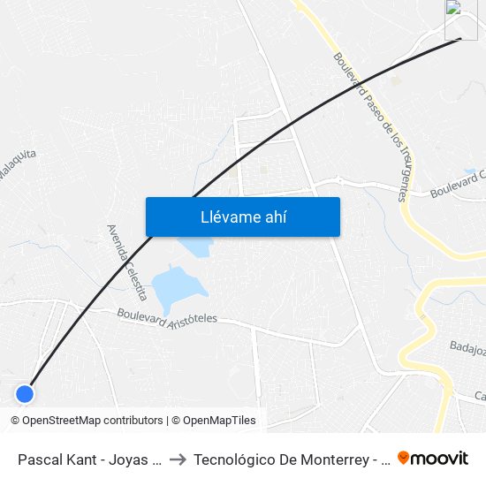 Pascal Kant - Joyas De Castilla to Tecnológico De Monterrey - Campus León map