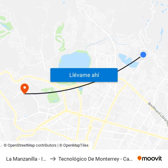 La Manzanilla - Ibarrilla to Tecnológico De Monterrey - Campus León map