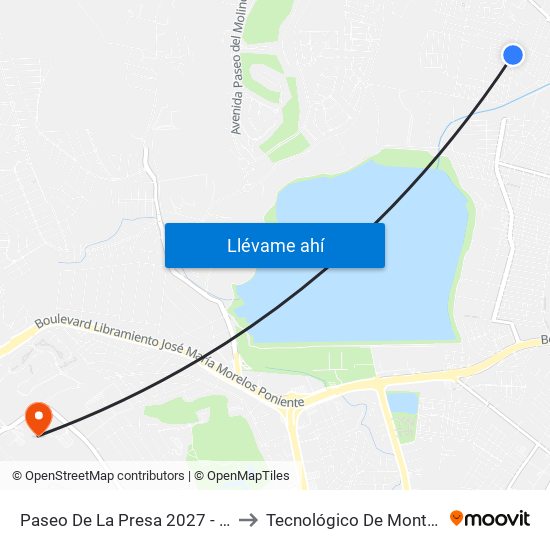 Paseo De La Presa 2027 - Balcones De La Presa II to Tecnológico De Monterrey - Campus León map