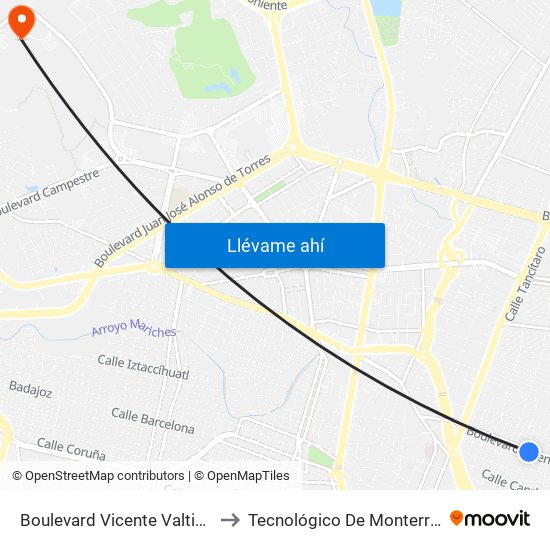 Boulevard Vicente Valtierra 102 - La Brisa to Tecnológico De Monterrey - Campus León map