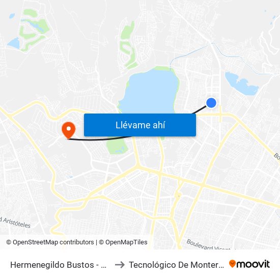 Hermenegildo Bustos -  Hacienda Echeveste to Tecnológico De Monterrey - Campus León map
