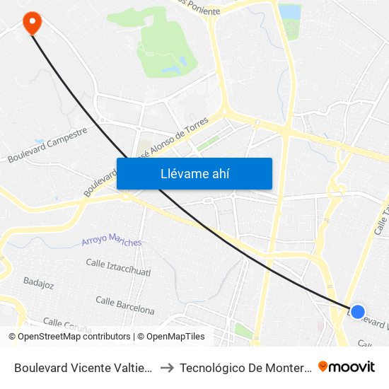 Boulevard Vicente Valtierra 301 -  Michoacán to Tecnológico De Monterrey - Campus León map