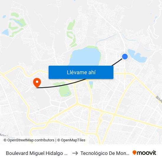 Boulevard Miguel Hidalgo 5813a -  Villas De Echeveste to Tecnológico De Monterrey - Campus León map