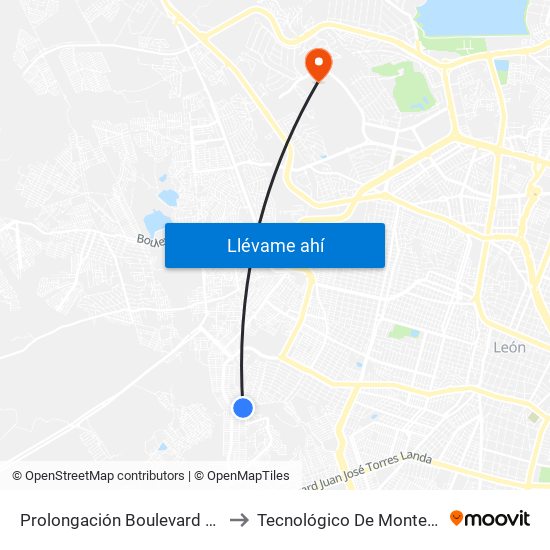 Prolongación Boulevard León II 2009 -  León II to Tecnológico De Monterrey - Campus León map